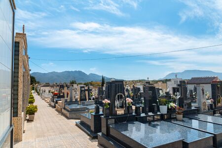 CANTERAS, SPAIN - 2 APRIL 2019 An old cemetery with beautiful tombstones for residents of three nearby towns in the Murcia regionのeditorial素材