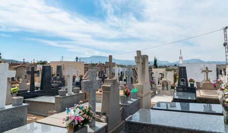 CANTERAS, SPAIN - 2 APRIL 2019 An old cemetery with beautiful tombstones for residents of three nearby towns in the Murcia regionのeditorial素材