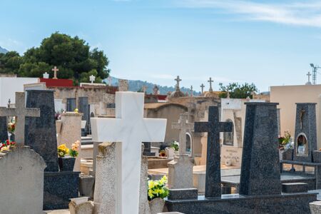 CANTERAS, SPAIN - 2 APRIL 2019 An old cemetery with beautiful tombstones for residents of three nearby towns in the Murcia regionのeditorial素材