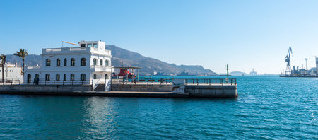 CARTAGENA, SPAIN - FEBRUARY 22, 2019 Famous port in the city of Cartagena in the Murcia region, a place of relaxation as well as the place of the maritime industryのeditorial素材