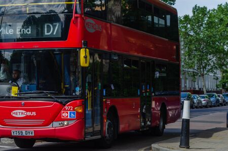 LONDON, UK - MAY 22, 2019 A typical urban transport vehicle driving through London street, the symbol of the cityのeditorial素材