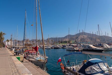 CARTAGENA, SPAIN - FEBRUARY 22, 2019 Famous port in the city of Cartagena in the Murcia region, a place of relaxation as well as the place of the maritime industryのeditorial素材