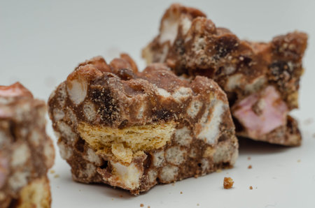 A marvelous mix of sultanas, marshmallows, biscuit pieces, crispy rice and glacÃ© cherries covered...