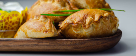 Mini pasties with sour cream, succulent pork, turkey, bacon and cranberry all wrapped in shortcrust...