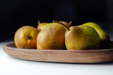 Ripe and sweet pears from an organic farm, natural and healthy food, fruits snacks