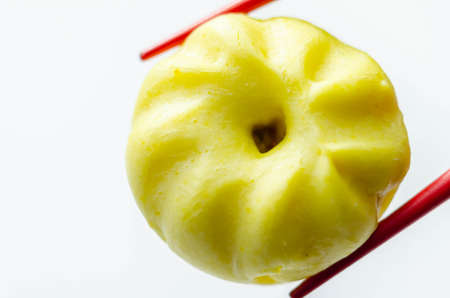 Char Siu mushroom steamed buns, steam cooked mixed mushrooms and vegetables, in a sweet char siu marinade, wrapped in a dough bun, bao bunsの写真素材