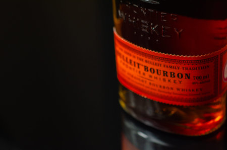 LONDON, UNITED KINGDOM - JANUARY 24, 2022 Bulleit Bourbon, a unique blend of rye, corn, and barley...