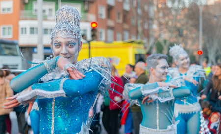 CARTAGENA, SPAIN - MARCH 2, 2019 A colorful carnival parade organized by the inhabitants of a famous...