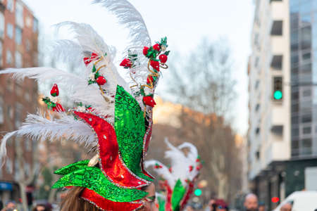 CARTAGENA, SPAIN - MARCH 2, 2019 A colorful carnival parade organized by the inhabitants of a famous town in Murcia regionのeditorial素材