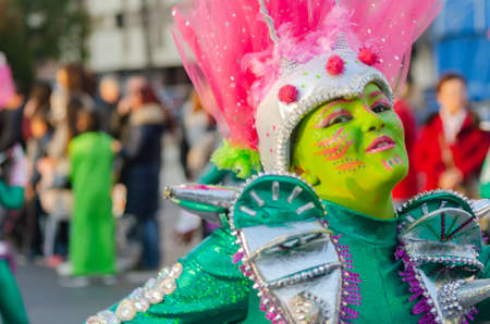 CARTAGENA, SPAIN - MARCH 2, 2019 A colorful carnival parade organized by the inhabitants of a famous town in Murcia regionのeditorial素材