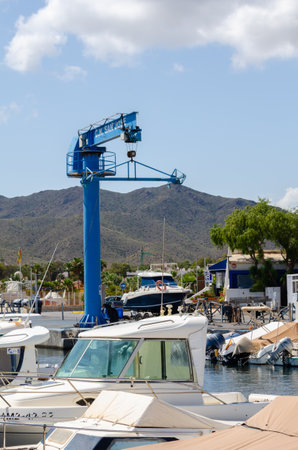 SAN JOSE, SPAIN - 23 MAY 2023 San Jose harbor in Cabo de Gata natural park in the province of Almeria located near Playa de San Jose beach and El Fraile peak, Costa Almeriaのeditorial素材