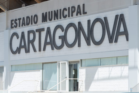 CARTAGENA, SPAIN -  19 SEPTEMBER 2022 Multi-purpose stadium in the tourist seaside town of Cartagena in Spain with a capacity of 15 105 spectatorsのeditorial素材