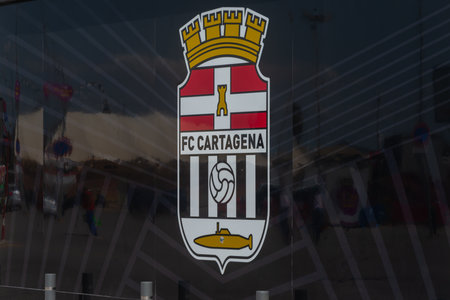 CARTAGENA, SPAIN -  19 SEPTEMBER 2022 Shop for football fans of the famous football club FC Cartagena, located right next to the Cartagonova stadium in Spainのeditorial素材