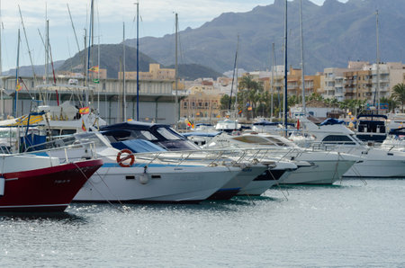 GARRUCHA, SPAIN - 23 JANUARY 2019 In addition to cargo ships, the Port of Garrucha is home to a small fishing fleet and has approximately 300 berths for recreational boatsのeditorial素材