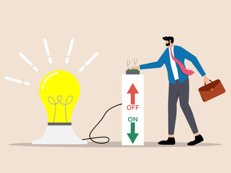 Light up a room with the push of a button providing a bright light on its business trajectoryのイラスト素材