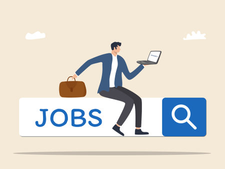 Looking for a new job, career or job search, looking for opportunities, looking for job vacanciesのイラスト素材