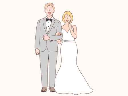 married couple. Hand drawn style vector design illustrationsのイラスト素材