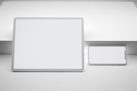 Clean Phone and Tablet With White Background