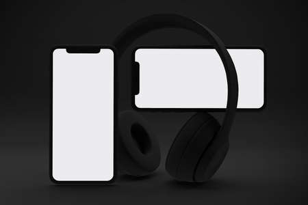 Dark Phone Music App With Black Backgroundの写真素材