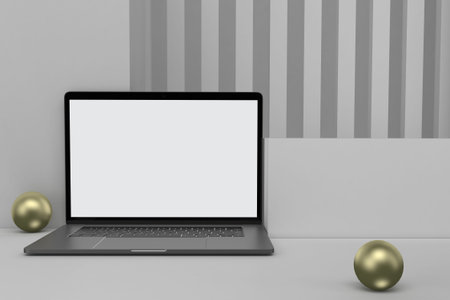 Laptop Pro V.5 With White Backgroundの写真素材