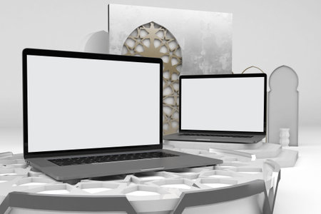 Arabic Laptop With White Background