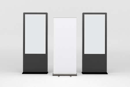 Digital Signage & Rollup With White Backgroundの写真素材