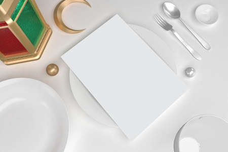Ramadan Restaurant Menu With White Backgroundの写真素材