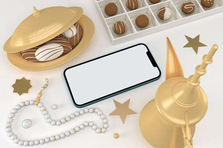 Eid Phone With White Backgroundの写真素材