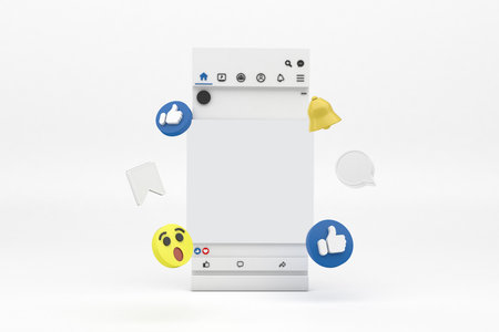 Social Media Screen With White Backgroundの写真素材