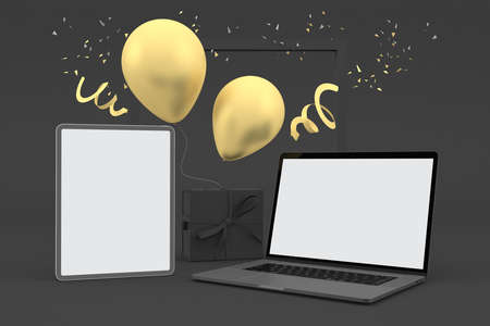 Black Friday Smart Devices With Black Backgroundの写真素材