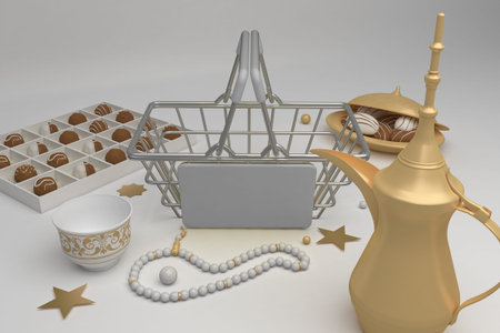 Eid Shopping Basket With White Background