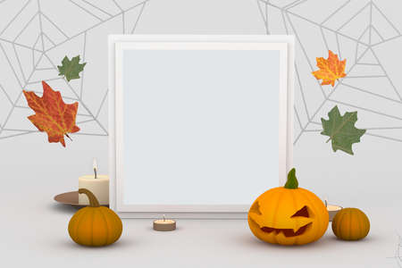 Halloween Frame With White Backgroundの写真素材