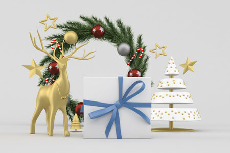 Christmas Gift Box With White Background