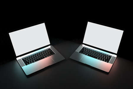 Website in Dark With Black Backgroundの写真素材