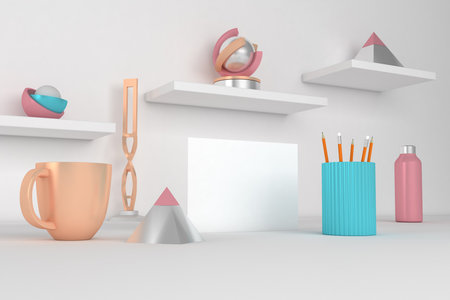 Flyer Desktop With White Backgroundの写真素材