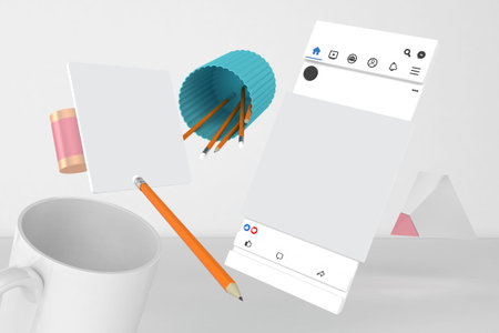 Social Media Desktop With White Background