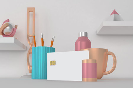 Credit Card Desktop With White Background
