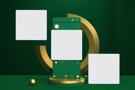 Social Media Screen With Gold Bars