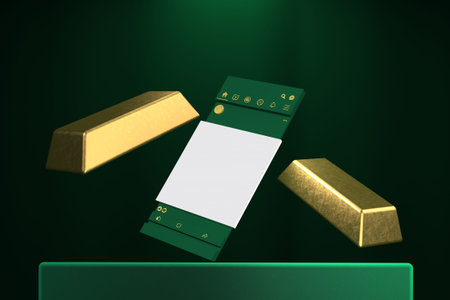 Social Media Screen With Gold Bars