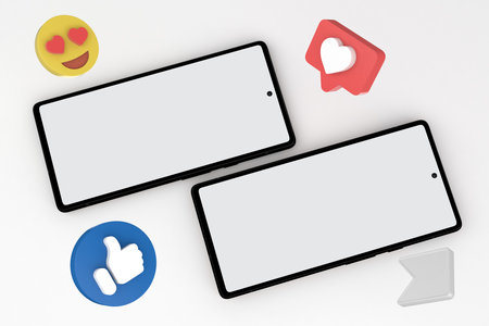 Mobiles With Social Media Iconsの写真素材