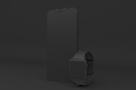 Dark Phone and Smart Watchの写真素材