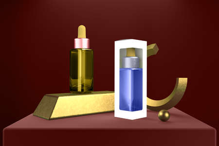 Dropper Bottle With Gold Barsの写真素材
