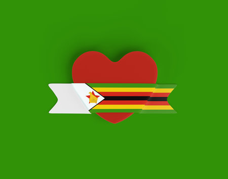 Zimbabwe Flag Heart Bannerの写真素材