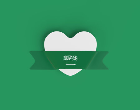 Saudi Arabia Flag Heart Bannerの写真素材