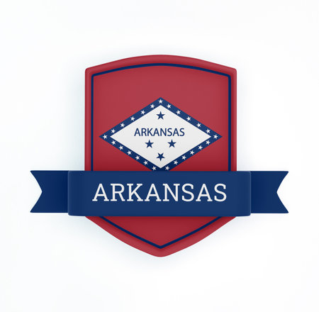 Arkansas Flag With Bannerの写真素材
