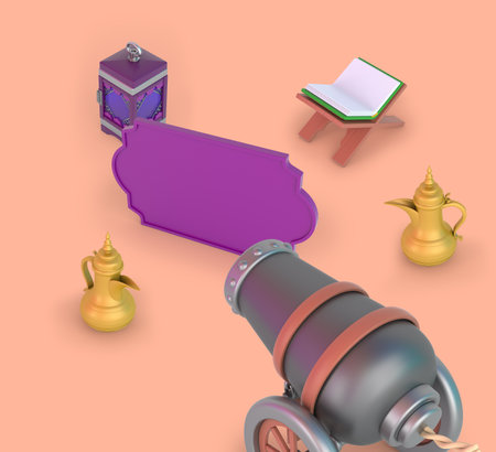 Ramadan Cannon With Lanternの写真素材