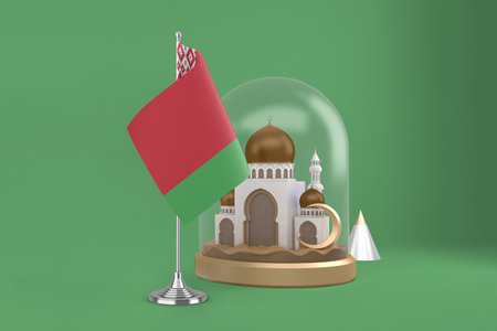 Ramadan Belarus Flag and Mosqueの写真素材