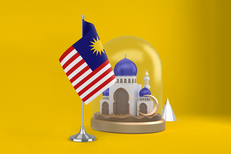 Ramadan Malaysia Flag and Mosqueの写真素材