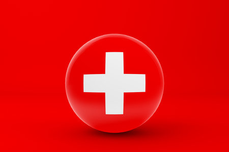 Switzerland Badge Icon 3D Renderingの写真素材