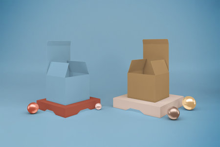 Ramadan Boxes with Lantern Perspective Sideの写真素材
